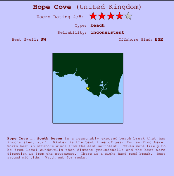 Hope Cove Locatiekaart en surfstrandinformatie