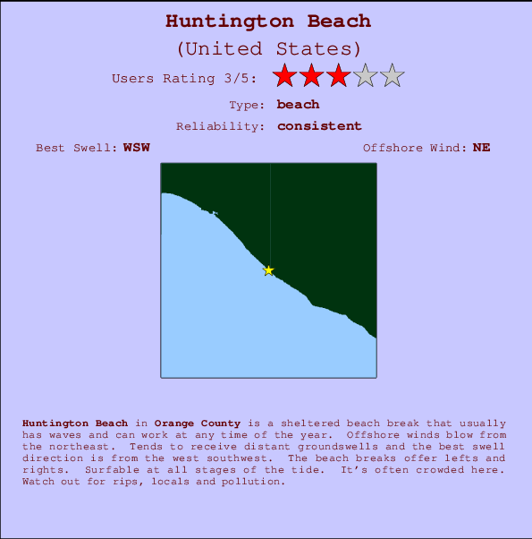 Huntington Beach Locatiekaart en surfstrandinformatie