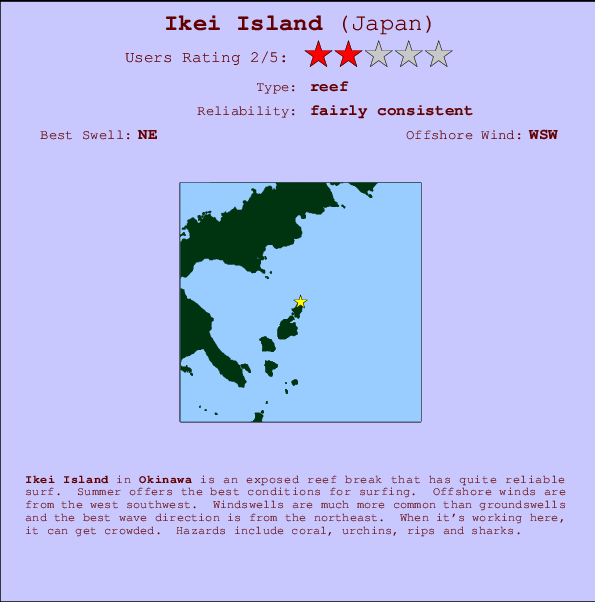Ikei Island Locatiekaart en surfstrandinformatie