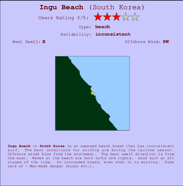 Ingu Beach Locatiekaart en surfstrandinformatie