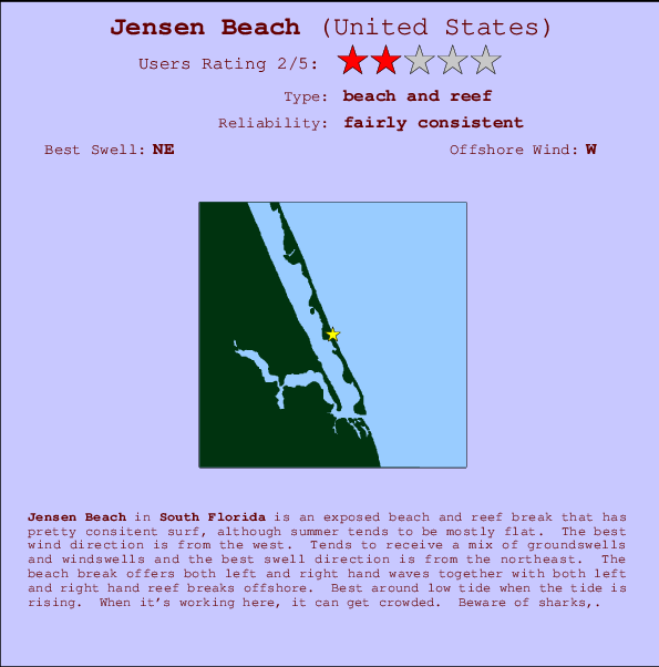 Jensen Beach Locatiekaart en surfstrandinformatie
