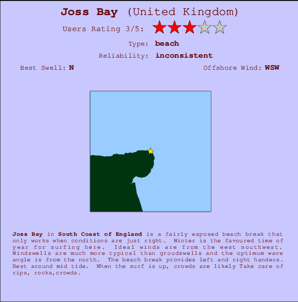 Joss Bay Locatiekaart en surfstrandinformatie
