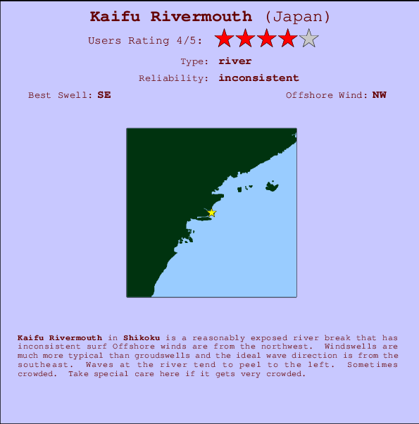 Kaifu Rivermouth Locatiekaart en surfstrandinformatie
