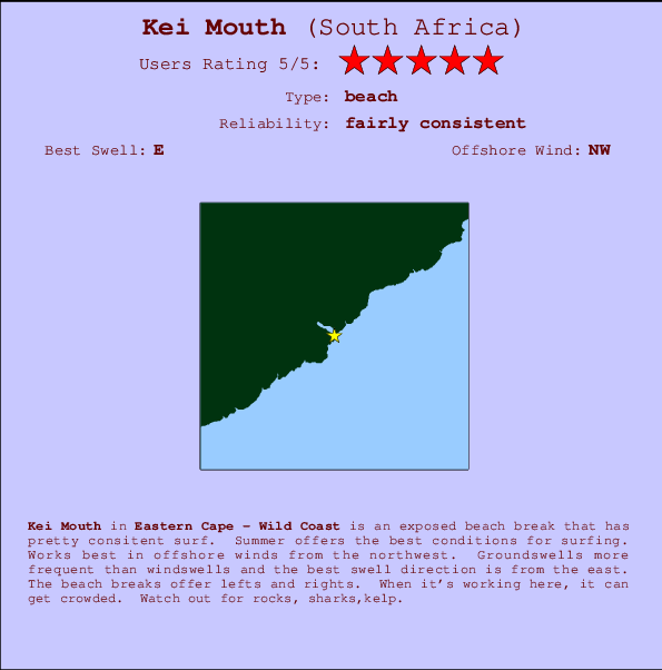 Kei Mouth Locatiekaart en surfstrandinformatie