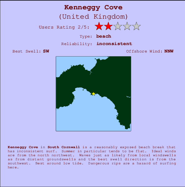 Kenneggy Cove Locatiekaart en surfstrandinformatie