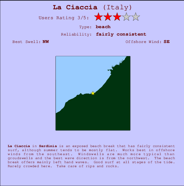 La Ciaccia Locatiekaart en surfstrandinformatie