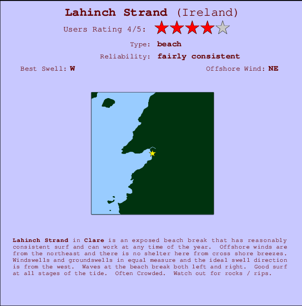 Lahinch Strand Locatiekaart en surfstrandinformatie
