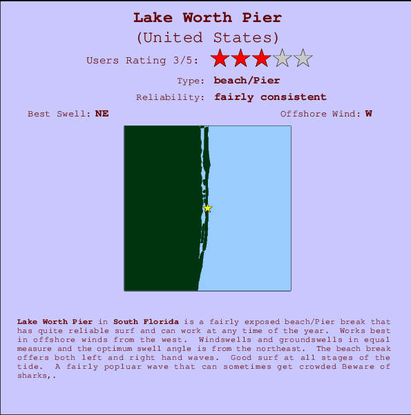 Lake Worth Pier Locatiekaart en surfstrandinformatie