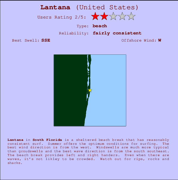Lantana Locatiekaart en surfstrandinformatie