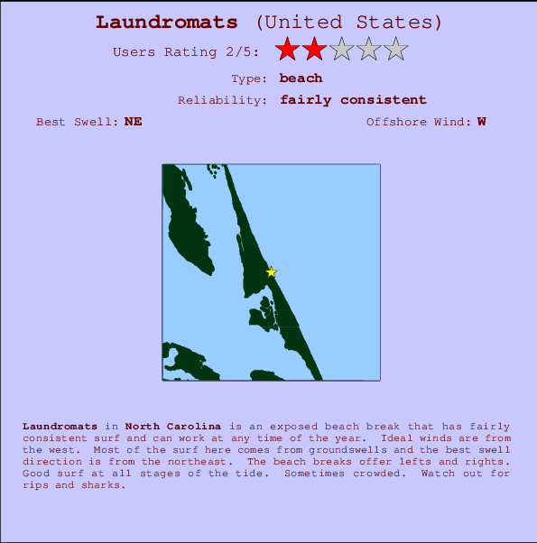 Laundromats Locatiekaart en surfstrandinformatie