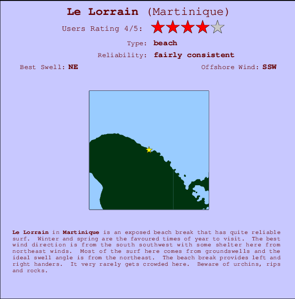 Le Lorrain Locatiekaart en surfstrandinformatie