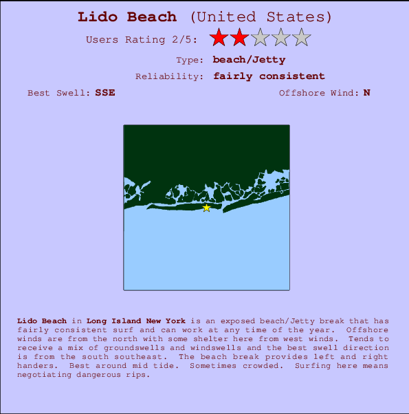 Lido Beach Locatiekaart en surfstrandinformatie