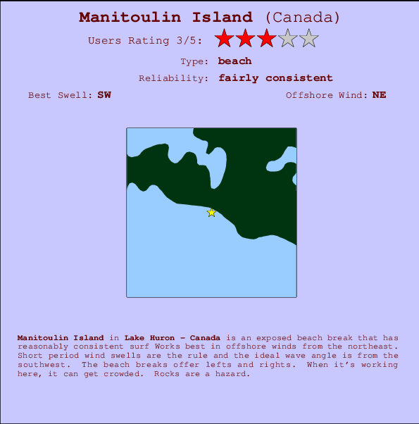 Manitoulin Island Locatiekaart en surfstrandinformatie