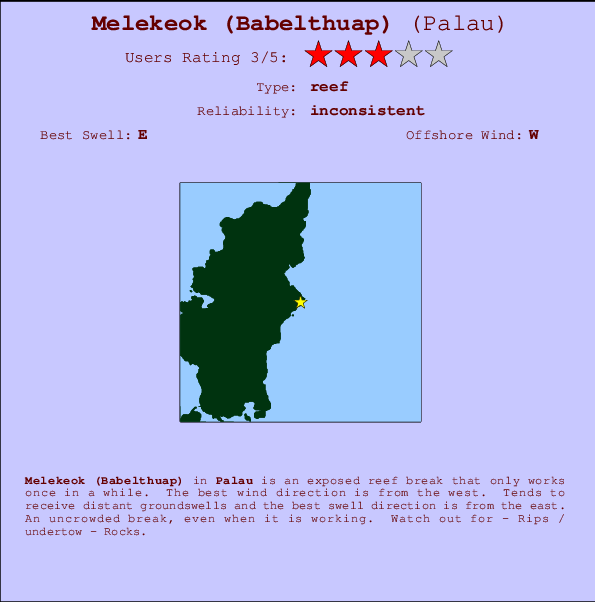 Melekeok (Babelthuap) Locatiekaart en surfstrandinformatie