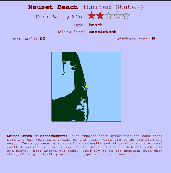 Nauset Beach Locatiekaart en surfstrandinformatie