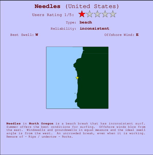 Needles Locatiekaart en surfstrandinformatie