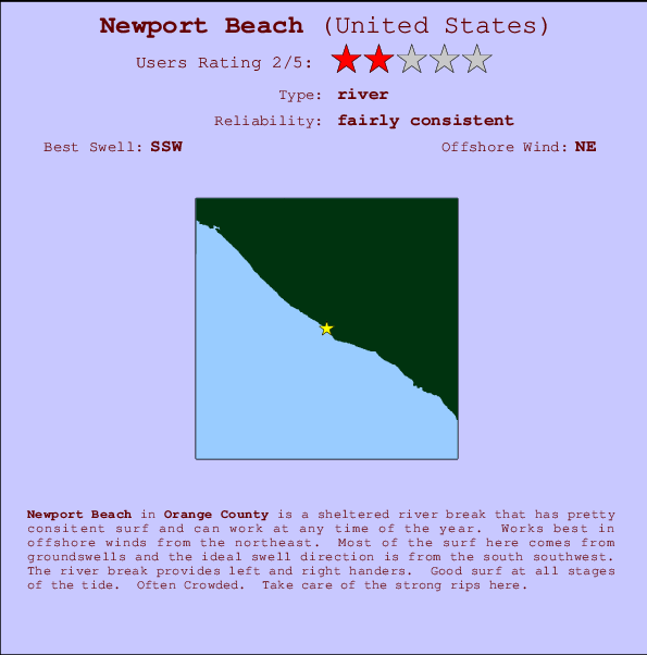 Newport Beach Locatiekaart en surfstrandinformatie