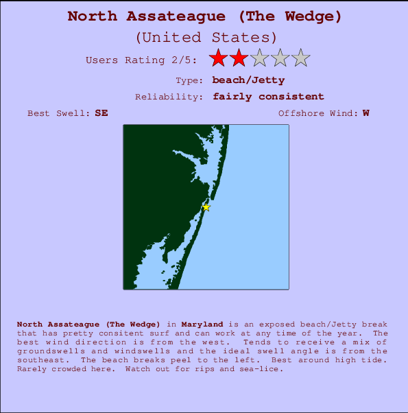 North Assateague (The Wedge) Locatiekaart en surfstrandinformatie