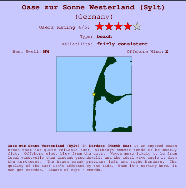 Oase zur Sonne Westerland (Sylt) Locatiekaart en surfstrandinformatie