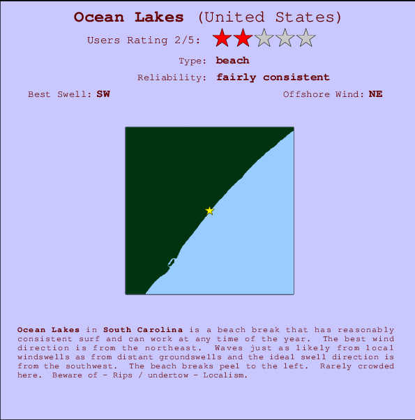 Ocean Lakes Locatiekaart en surfstrandinformatie