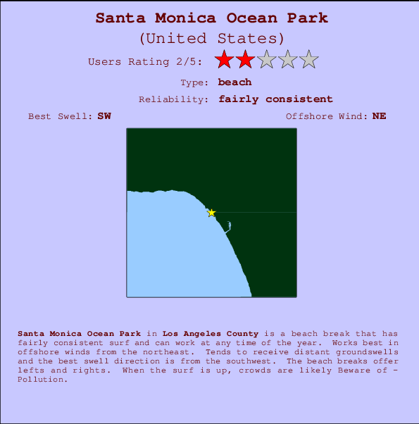 Santa Monica Ocean Park Locatiekaart en surfstrandinformatie