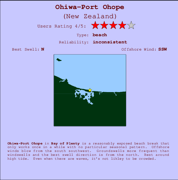 Ohiwa-Port Ohope Locatiekaart en surfstrandinformatie