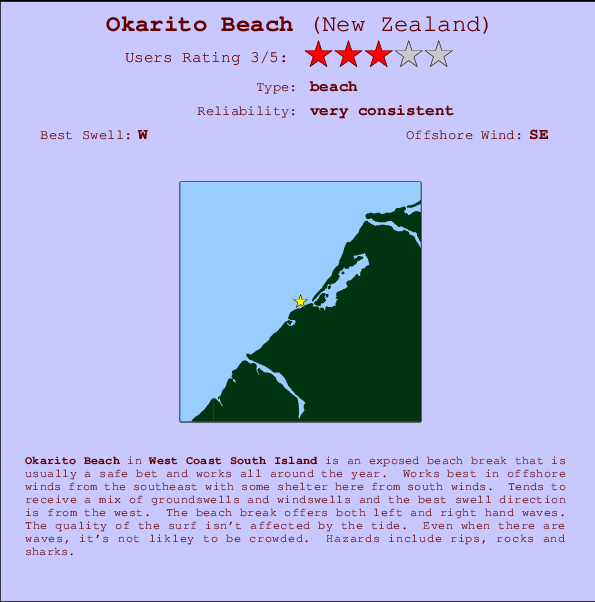 Okarito Beach Locatiekaart en surfstrandinformatie
