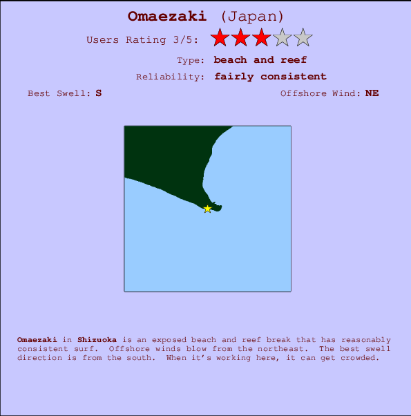 Omaezaki Locatiekaart en surfstrandinformatie