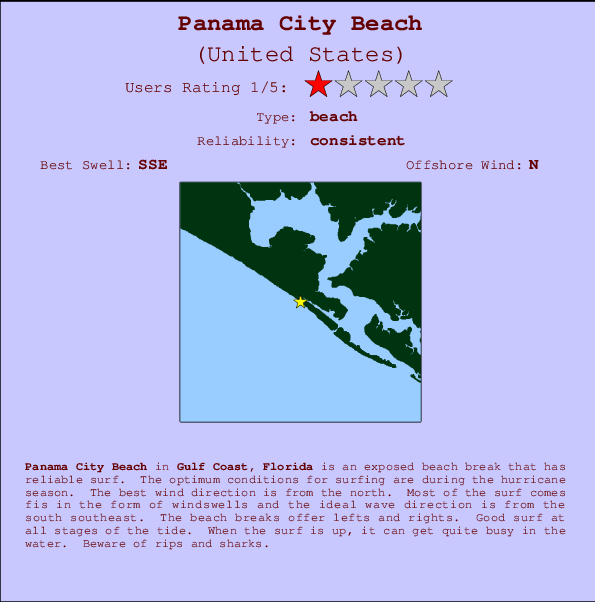 Panama City Beach Locatiekaart en surfstrandinformatie