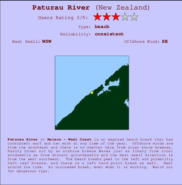 Paturau River Locatiekaart en surfstrandinformatie