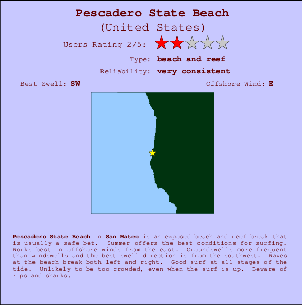 Pescadero State Beach Locatiekaart en surfstrandinformatie
