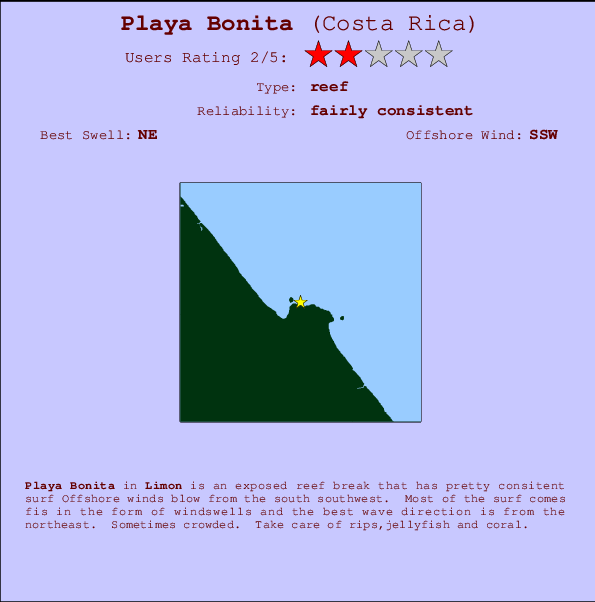 Playa Bonita Locatiekaart en surfstrandinformatie