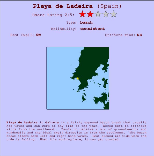 Playa de Ladeira Locatiekaart en surfstrandinformatie