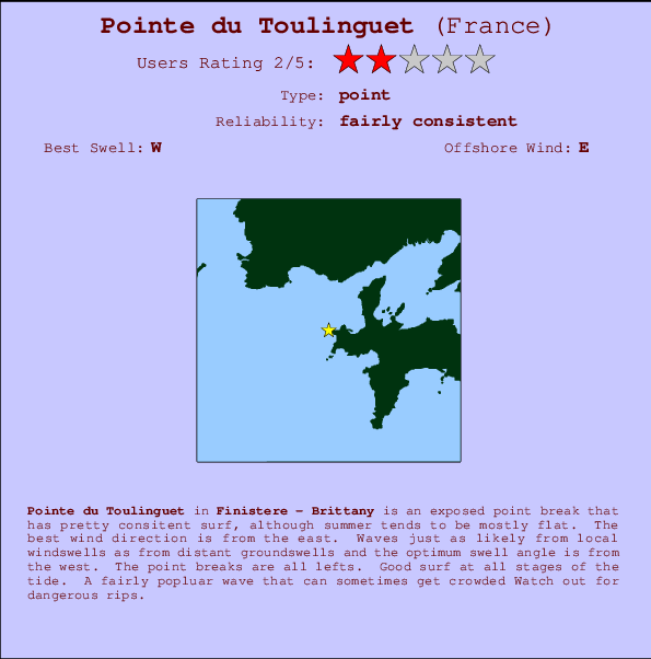 Pointe du Toulinguet Locatiekaart en surfstrandinformatie