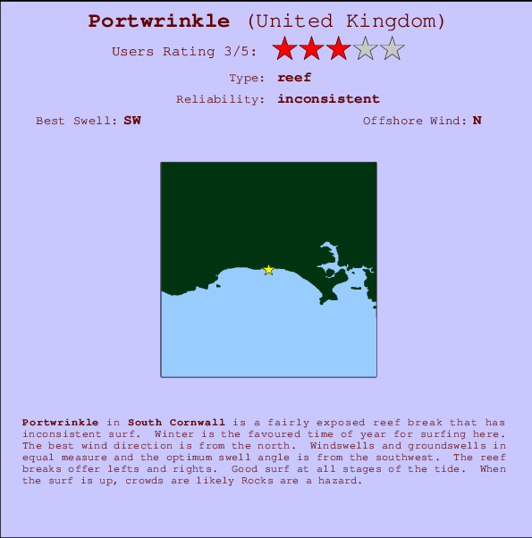 Portwrinkle Locatiekaart en surfstrandinformatie