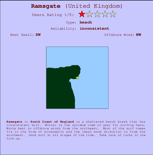 Ramsgate Locatiekaart en surfstrandinformatie