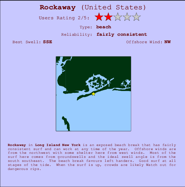 Rockaway Locatiekaart en surfstrandinformatie