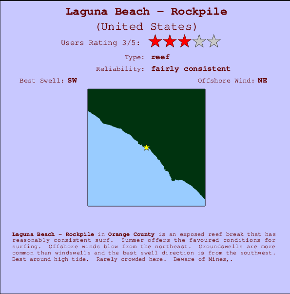 Laguna Beach - Rockpile Locatiekaart en surfstrandinformatie