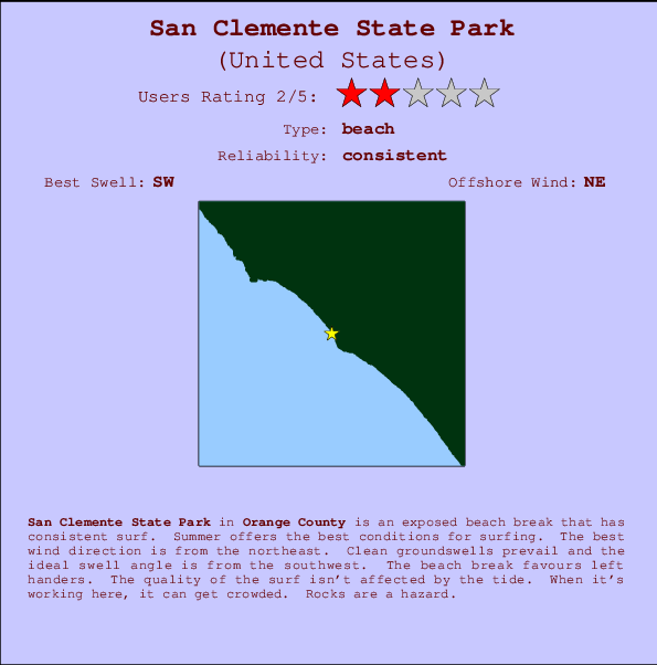 San Clemente State Park Locatiekaart en surfstrandinformatie