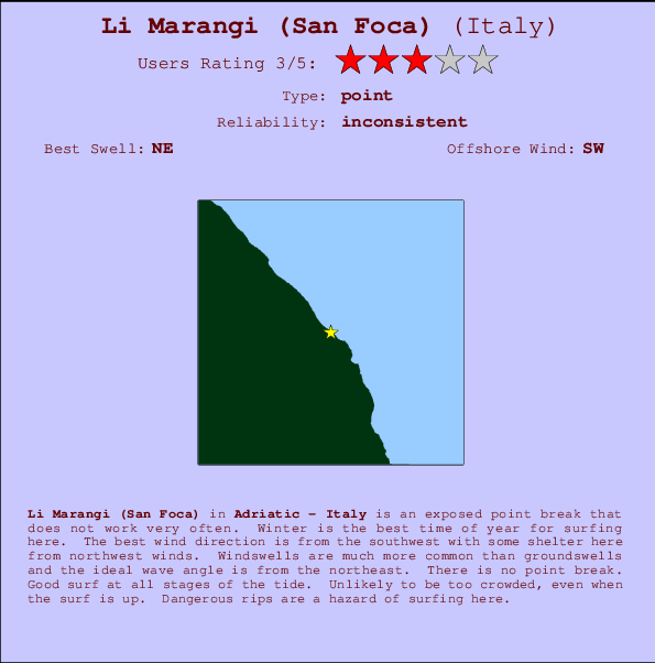 Li Marangi (San Foca) Locatiekaart en surfstrandinformatie