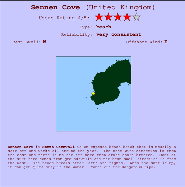 Sennen Cove Locatiekaart en surfstrandinformatie
