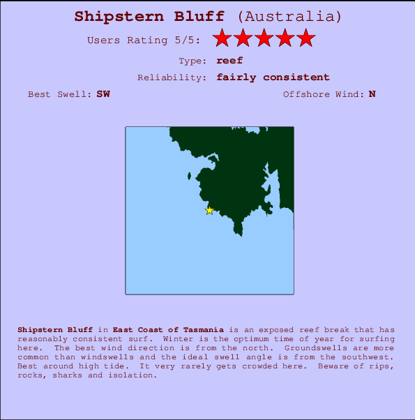 Shipstern Bluff Locatiekaart en surfstrandinformatie