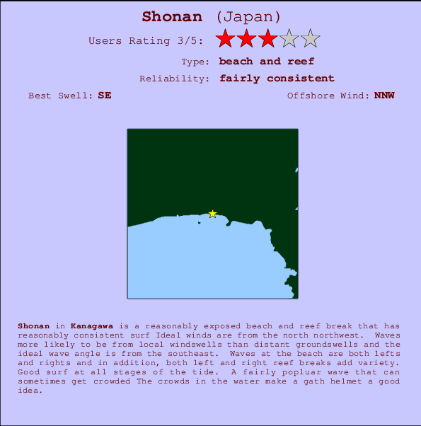 Shonan Locatiekaart en surfstrandinformatie
