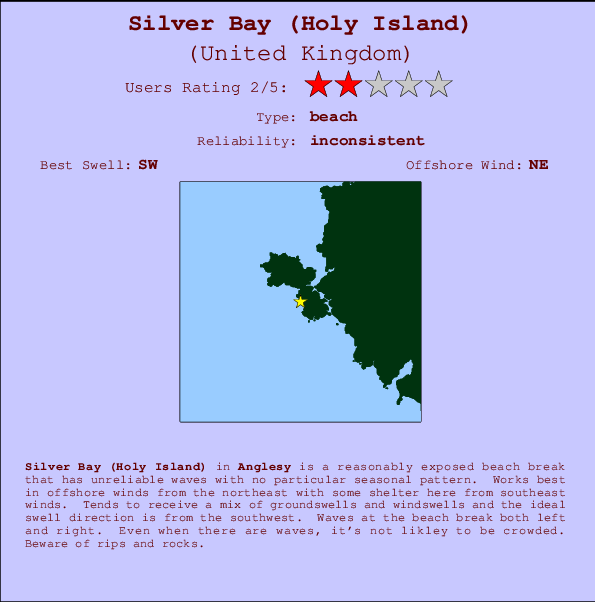 Silver Bay (Holy Island) Locatiekaart en surfstrandinformatie