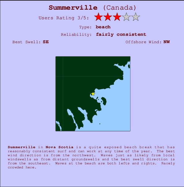 Summerville Locatiekaart en surfstrandinformatie