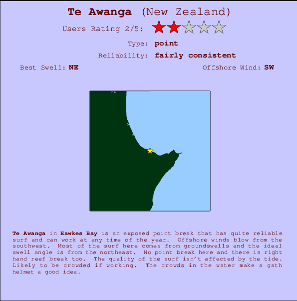 Te Awanga Locatiekaart en surfstrandinformatie