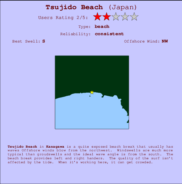 Tsujido Beach Locatiekaart en surfstrandinformatie