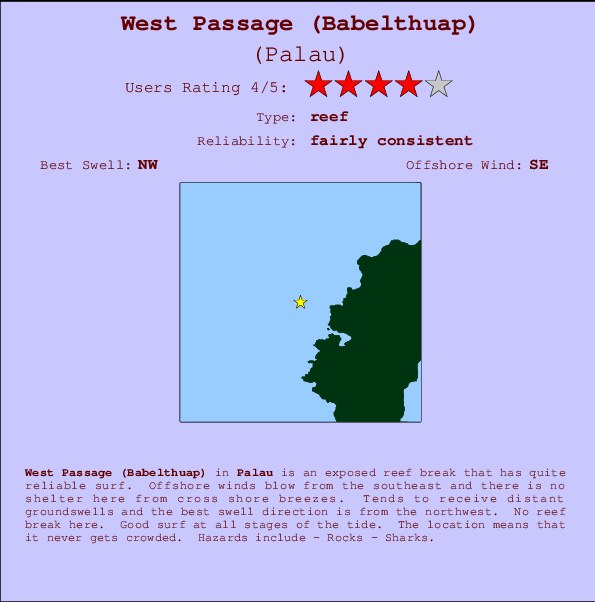West Passage (Babelthuap) Locatiekaart en surfstrandinformatie
