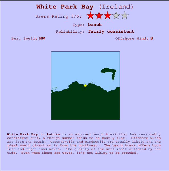 White Park Bay Locatiekaart en surfstrandinformatie
