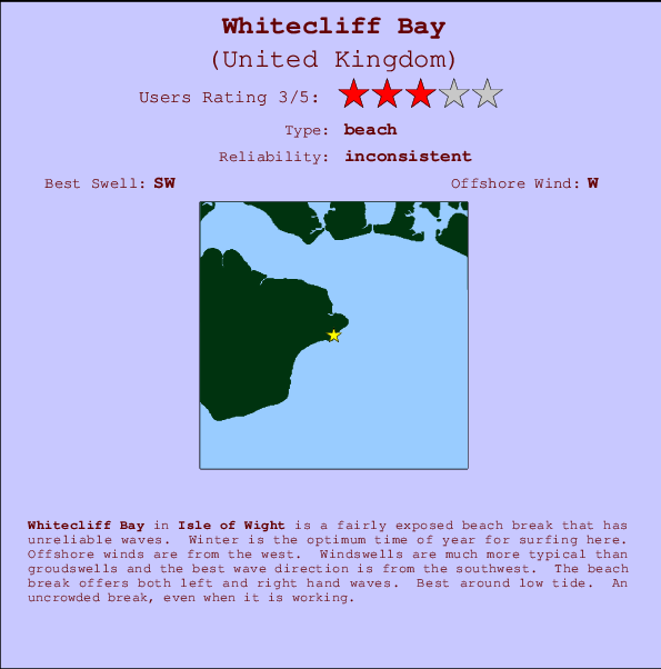 Whitecliff Bay Locatiekaart en surfstrandinformatie